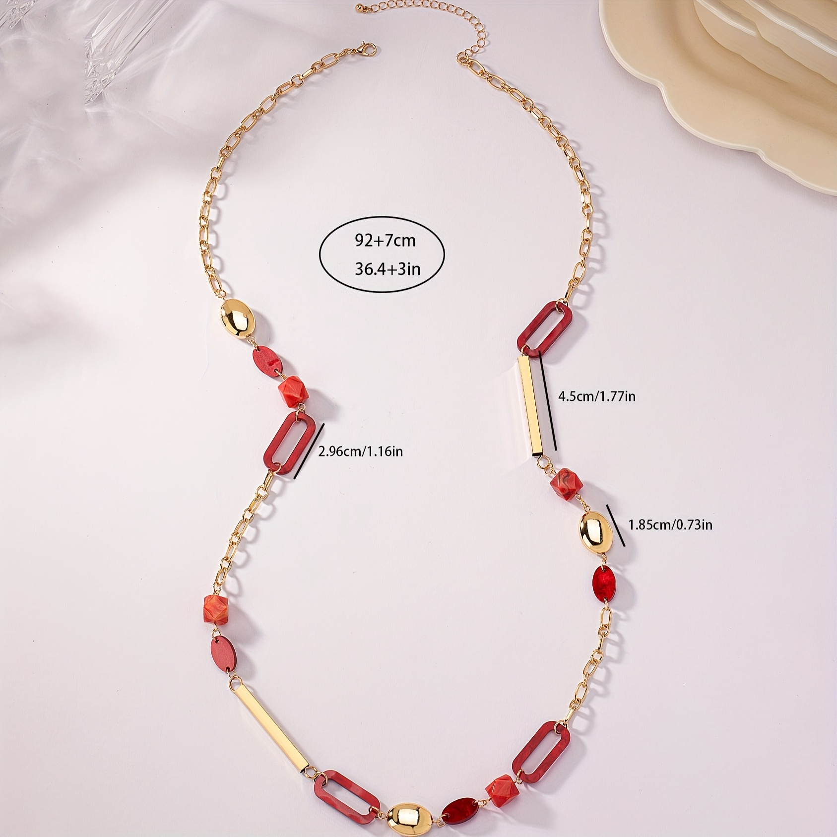 Boho Style Golden Plated Geometric Long Necklace